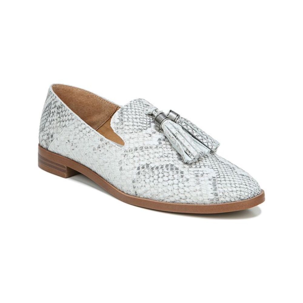 FRANCO SARTO Womens Gray Snake Hadden Toe Block Heel Slip On Leather Loafers 6 M